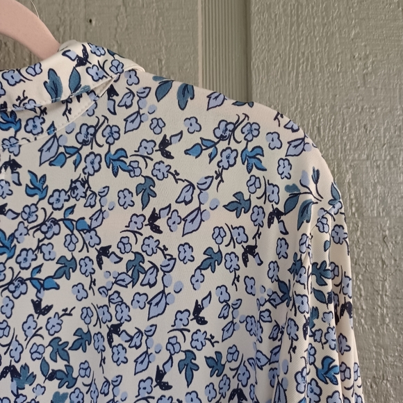 Eloquii Women Floral Print Midi Shirt Dress Size 28 Preppy Tie Waist Long Sleeve - Picture 8 of 13